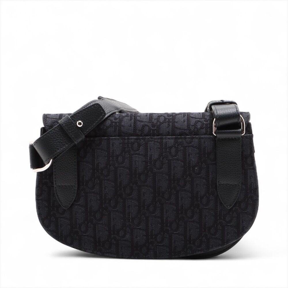 Dior Oblique Saddle Canvas Leather Body Belt Crossbody Bag Black - Picture 2 of 8